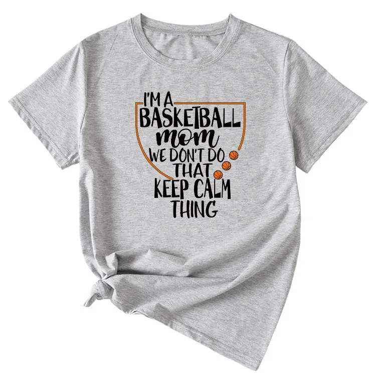 The Letters I'm A Basketball Mom Round Neck Short Sleeves