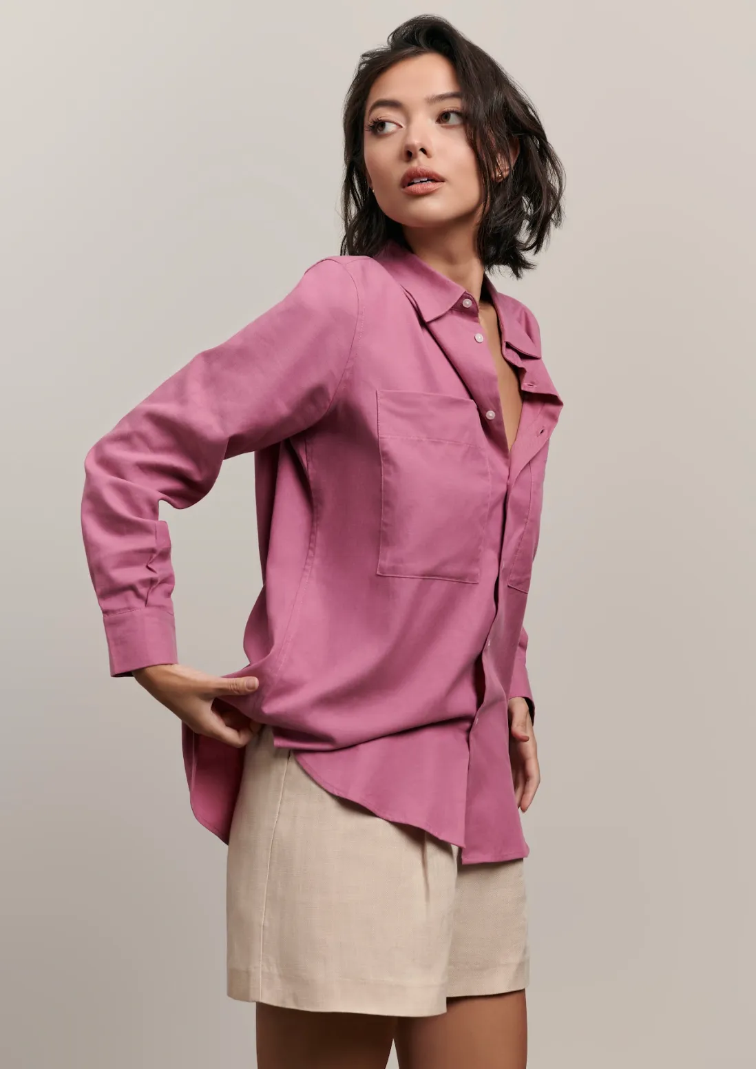 The Millie Button Down Shirt - Magenta