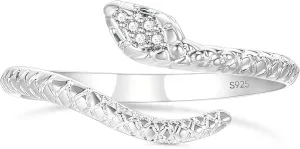 TIGRADE 925 Sterling Silver Adjustable Open Rings Animal Dainty Stacking Rings Cute Ring for Women Eternity Ring Size 5, 7, 10
