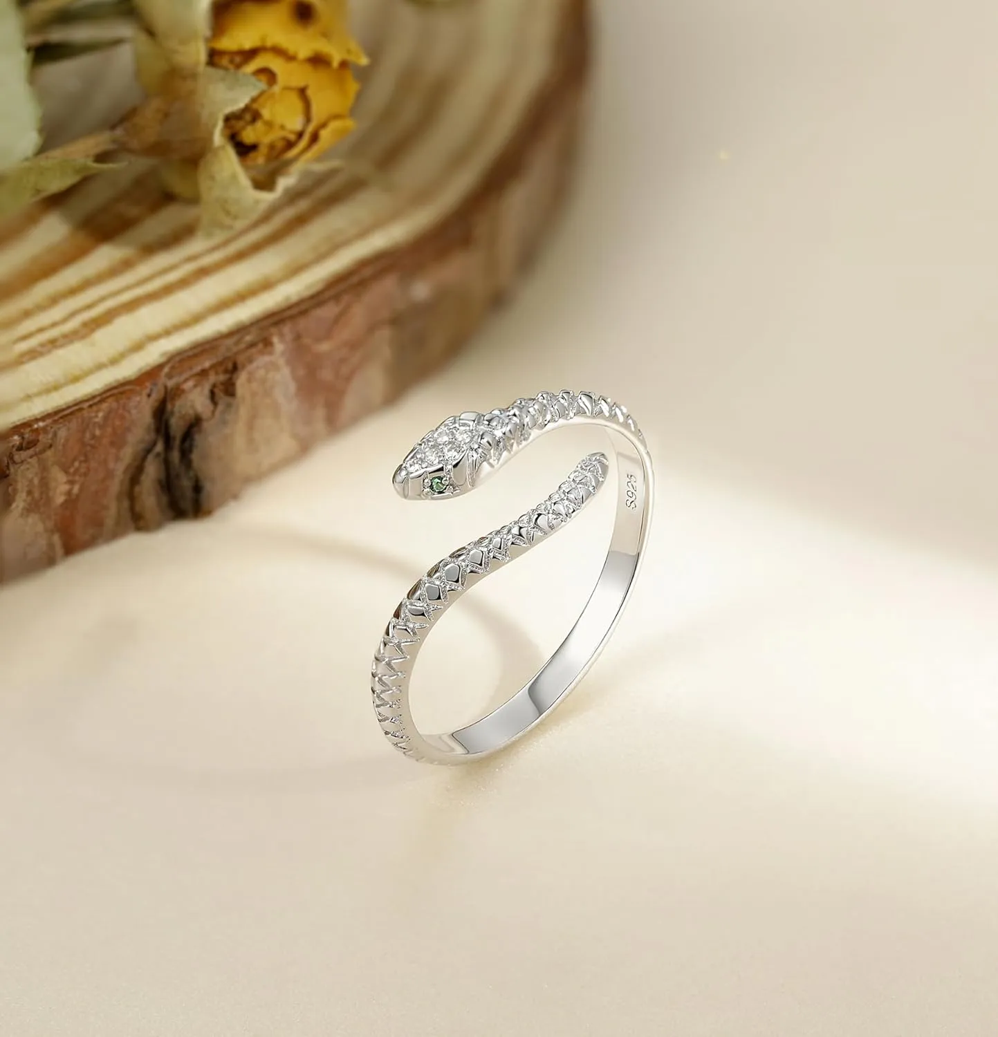 TIGRADE 925 Sterling Silver Adjustable Open Rings Animal Dainty Stacking Rings Cute Ring for Women Eternity Ring Size 5, 7, 10