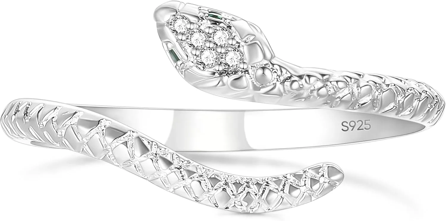 TIGRADE 925 Sterling Silver Adjustable Open Rings Animal Dainty Stacking Rings Cute Ring for Women Eternity Ring Size 5, 7, 10