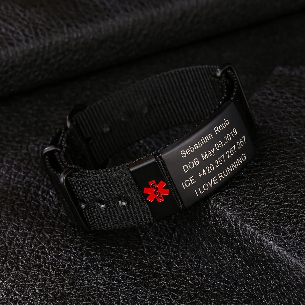 TINGKU Personalized Medical Alert Bracelet for Men Women Custom Engraved Emergency Medical ID Bracelets Diabetic Nylon Wristband Sport Jewelry