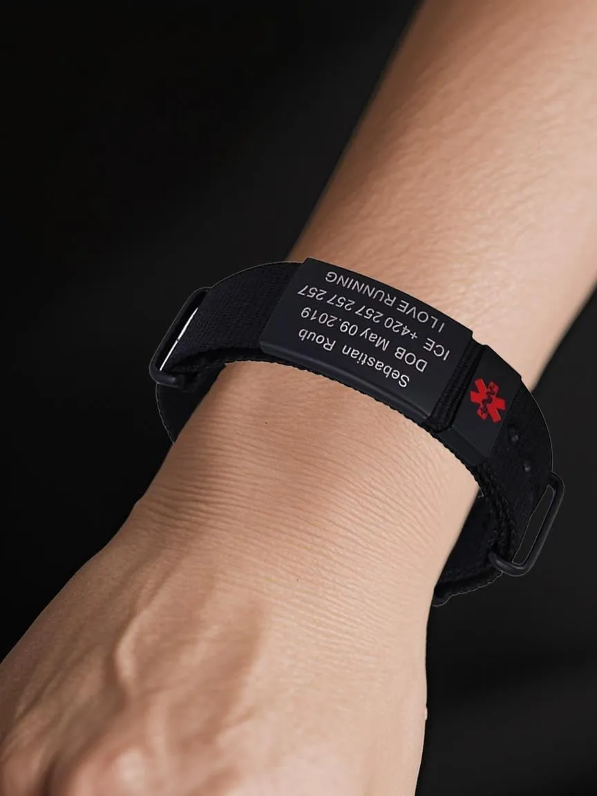 TINGKU Personalized Medical Alert Bracelet for Men Women Custom Engraved Emergency Medical ID Bracelets Diabetic Nylon Wristband Sport Jewelry