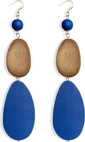 Unique Handmade Bohemian Huge Vintage Nature Wooden Dangle Drop Earrings Ethnic Boho Wood Teardrop Gold Geometry Hook Earring for Women Statement Jewelry Gifts