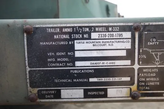 US Army M332 Ammo Trailer