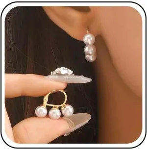Vintage Pearl Dangle Earrings Boho Pearl Drop Earrings Gold Hoop Dangle Earrings Triple Pearl Stud Earrings Jewelry for Women