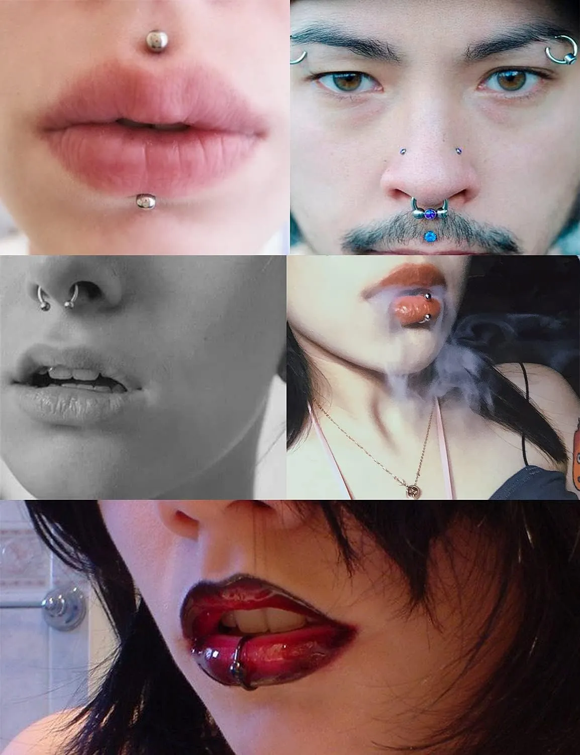Vsnnsns 16G Lip Rings Stainless Steel Horseshoe Snake Bite Piercing Monroe Lip Rings Labret Medusa Piercing Jewelry Tragus Forward Helix Cartilage Earrings Studs Piercing Jewelry for Women Men 35PCS