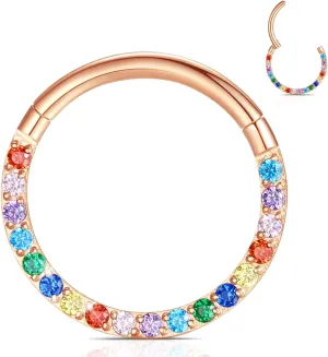 WBRWP Hinged CZ Septum Nose Rings Hoops: 316L Surgical Steel Septum Rings for Women 20G 18G 16G 14G Cartilage Earrings Conch Helix Daith Piercing Jewelry Rook Tragus Lobe Hoop 6mm 8mm 10mm