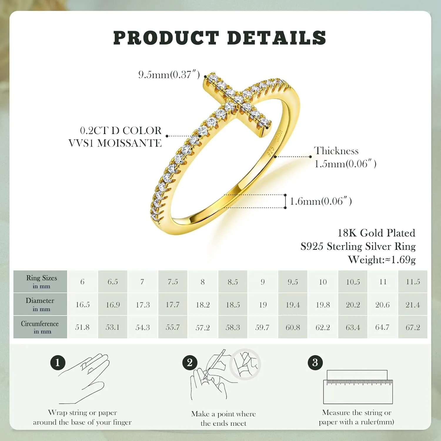 Wedding Band Ring for Women 14K White Gold Plated Sterling Silver Moissanite Stackable Band Ring Sapphire/Emerald/Ruby Cross Ring