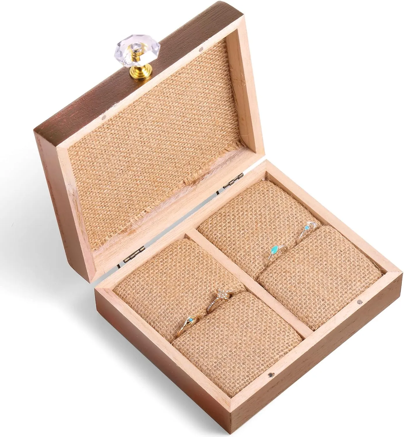 Wedding Ring Bearer Box and Then Two Become One Mr. and Mrs. Diamond Ring Box Holder Elegant Wedding Gift, 5W x 6D x 2H(Dark Brown)