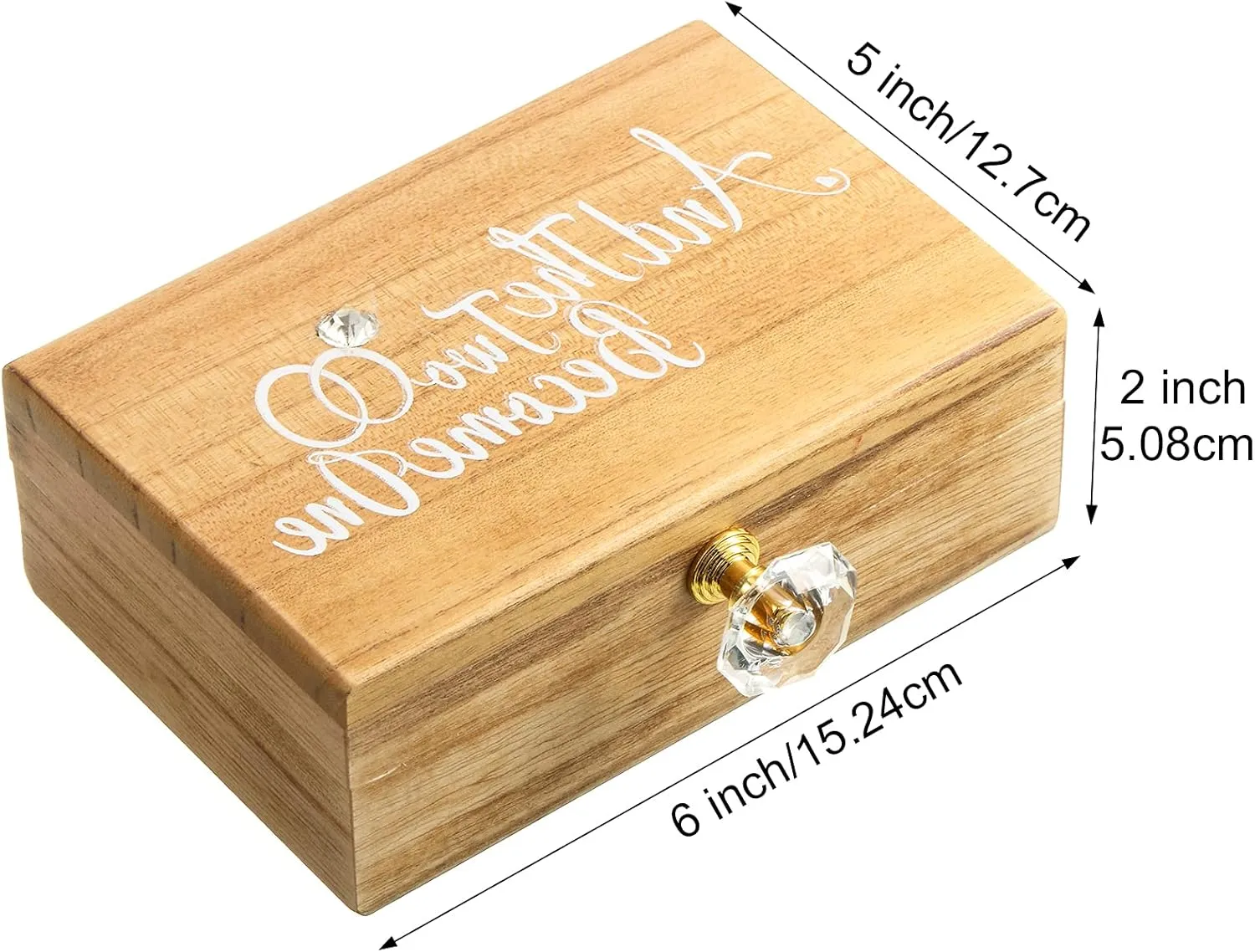 Wedding Ring Bearer Box and Then Two Become One Mr. and Mrs. Diamond Ring Box Holder Elegant Wedding Gift, 5W x 6D x 2H(Wood Color)
