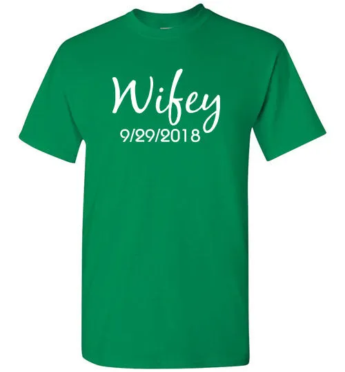 Wedding Style 1, Wifey, Front Print T-Shirt, 12 Colors