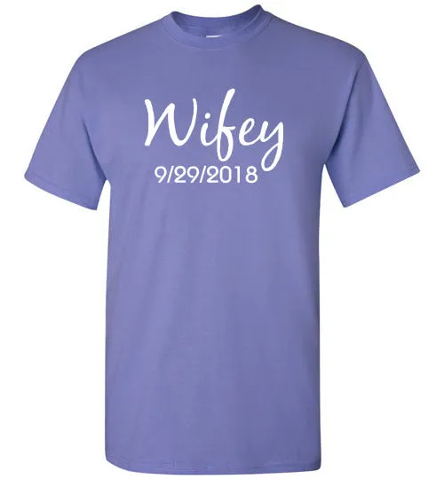 Wedding Style 1, Wifey, Front Print T-Shirt, 12 Colors