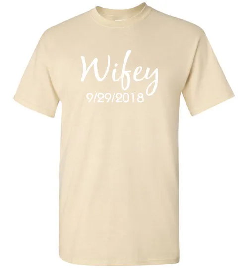 Wedding Style 1, Wifey, Front Print T-Shirt, 12 Colors