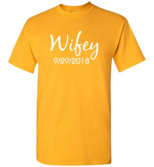 Wedding Style 1, Wifey, Front Print T-Shirt, 12 Colors