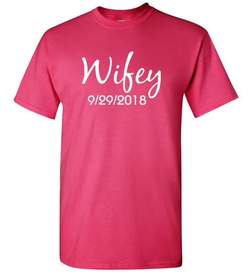 Wedding Style 1, Wifey, Front Print T-Shirt, 12 Colors