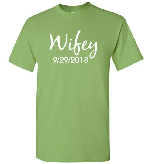 Wedding Style 1, Wifey, Front Print T-Shirt, 12 Colors
