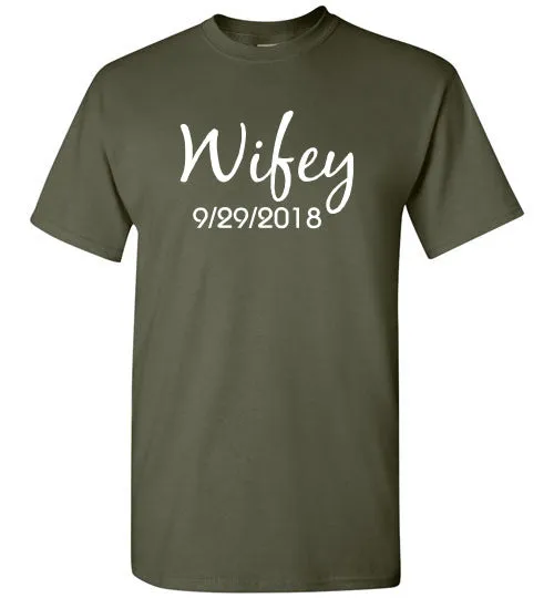 Wedding Style 1, Wifey, Front Print T-Shirt, 12 Colors