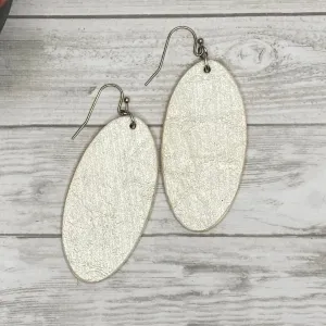 White Shimmer  Wood Earrings