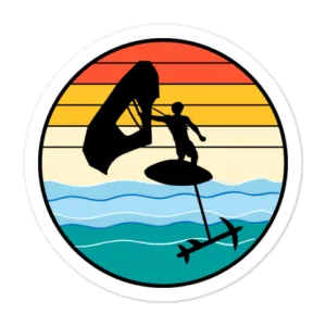 Wing Foiling Foil Surfing Water Sports Retro Sunset Stickers