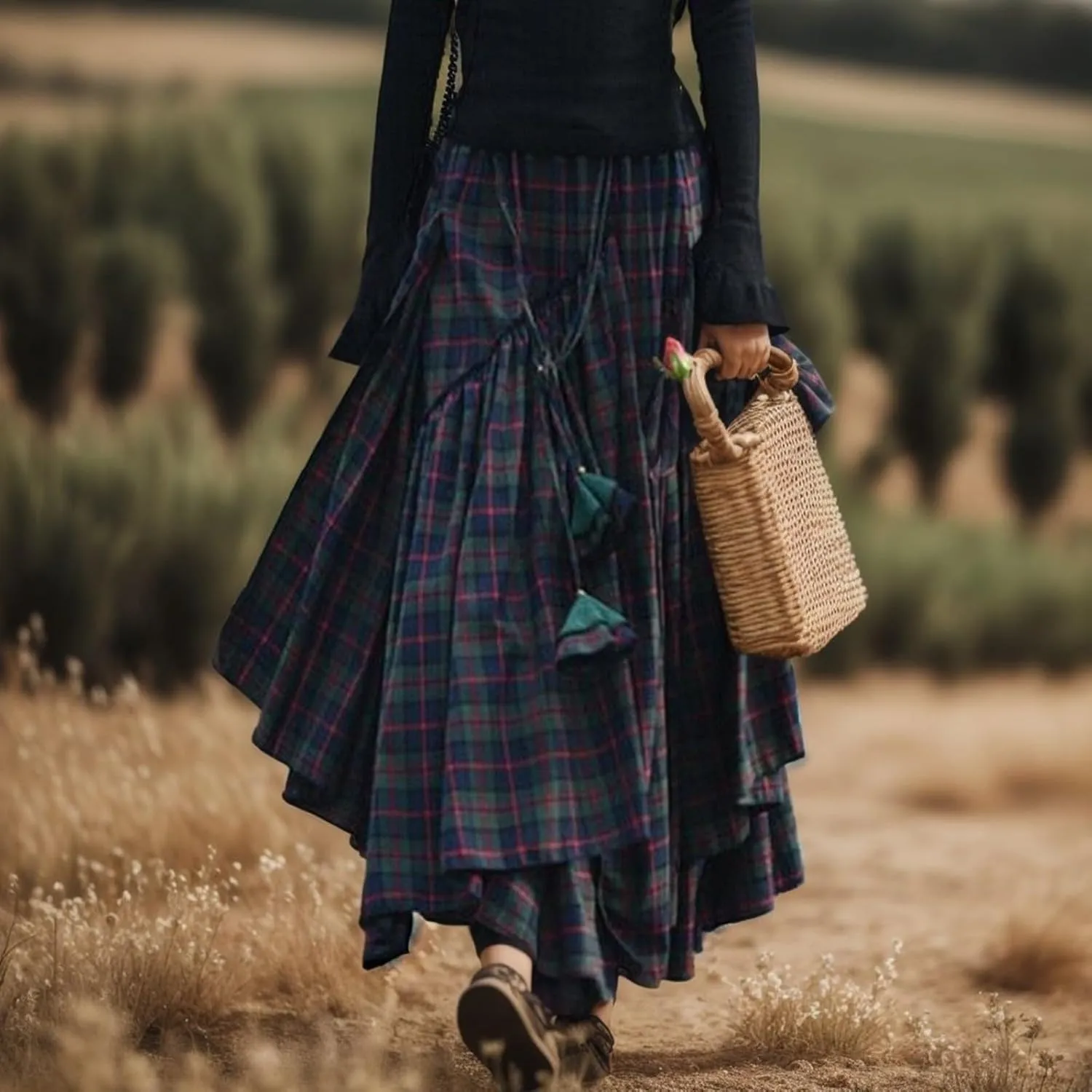 Womans Skirt Women's Midi Skirt Summer Pleated Flowy Elastic High Waisted Skirts with Pockets Boho Skirts for