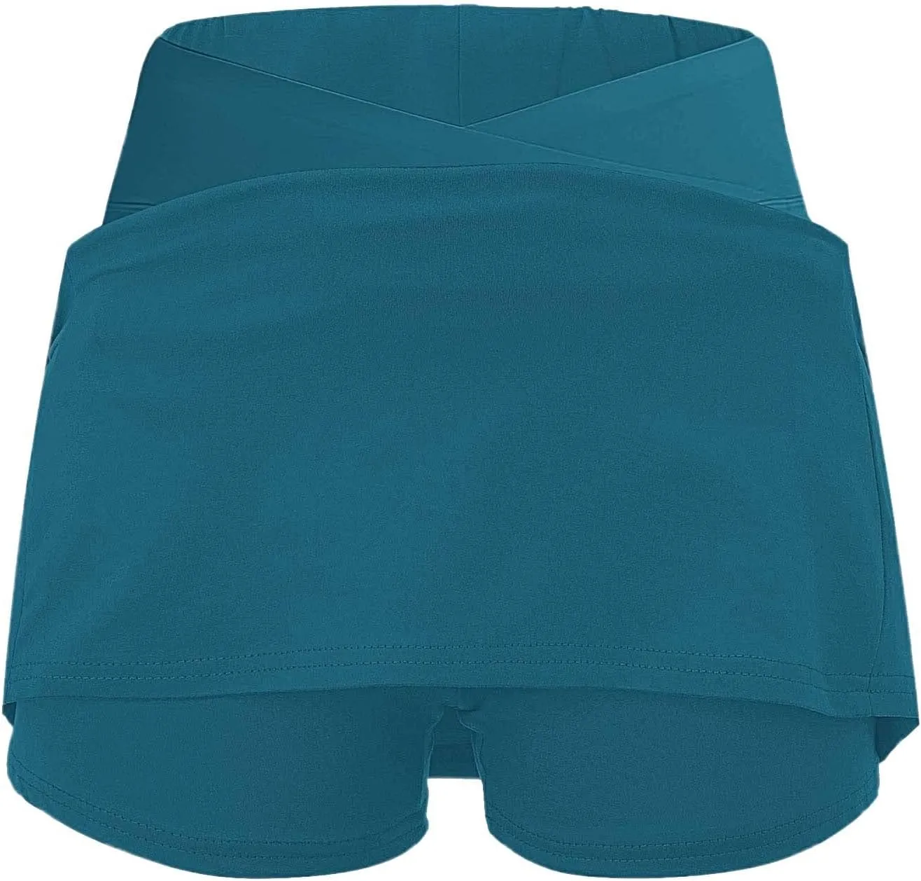 Women Athletic Tennis Skorts with Pockets 2 in 1 Golf Skirt Crossover High Waisted Sports Skorts Built-in Shorts