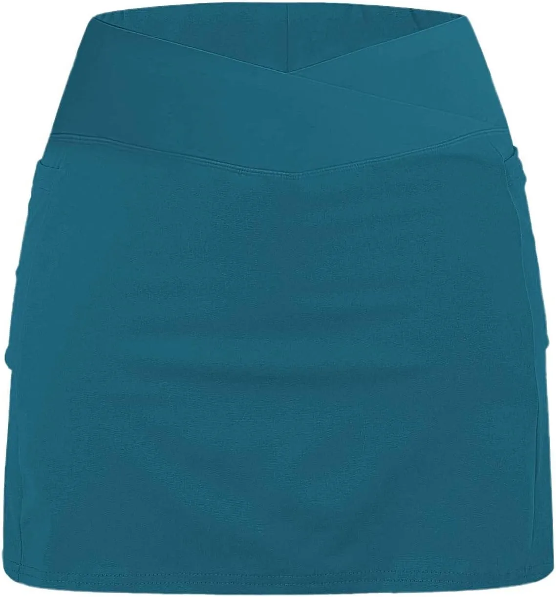 Women Athletic Tennis Skorts with Pockets 2 in 1 Golf Skirt Crossover High Waisted Sports Skorts Built-in Shorts