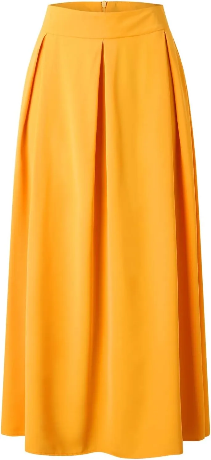 Women Black Skirt Women's 2024 Bohemian Long Skirts Flowy High Waist a Line Maxi Skirts for Women Summer Pleated Skirts