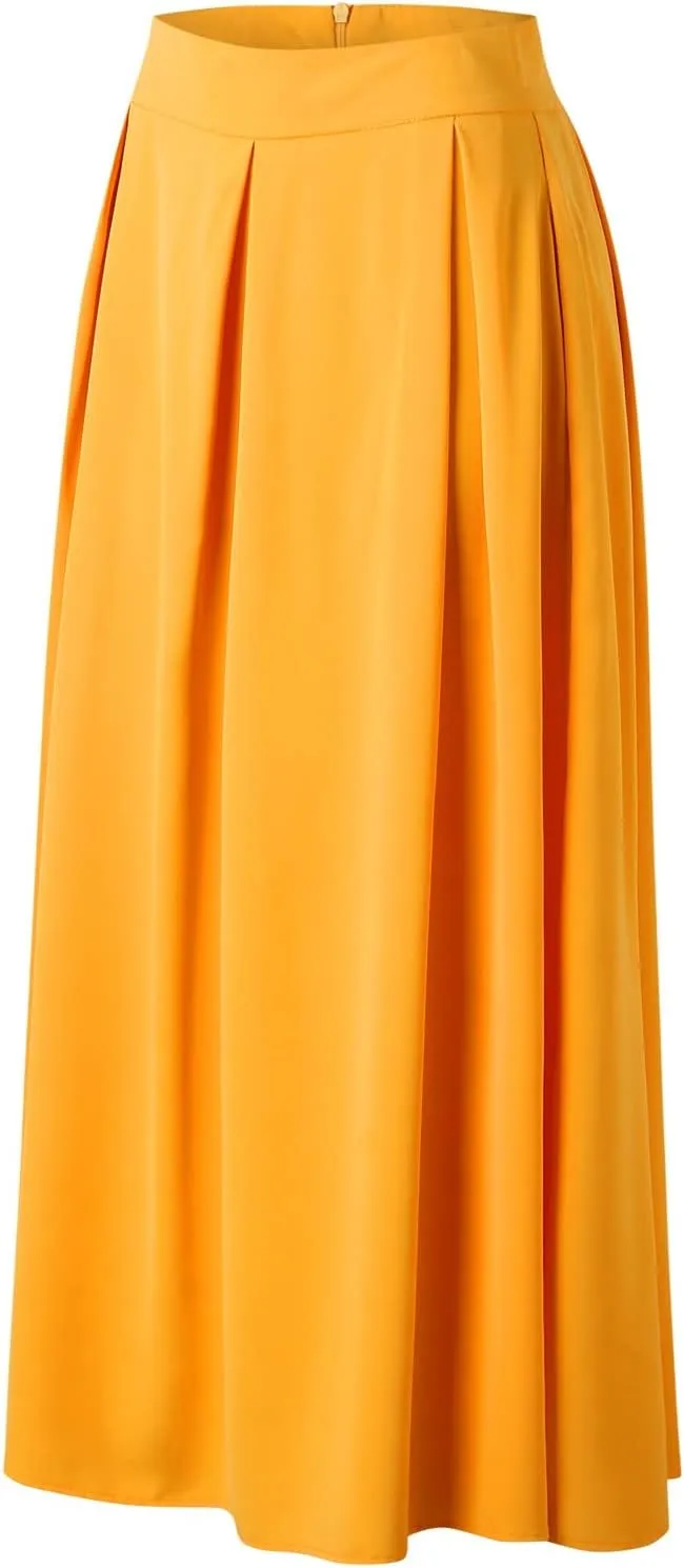 Women Black Skirt Women's 2024 Bohemian Long Skirts Flowy High Waist a Line Maxi Skirts for Women Summer Pleated Skirts
