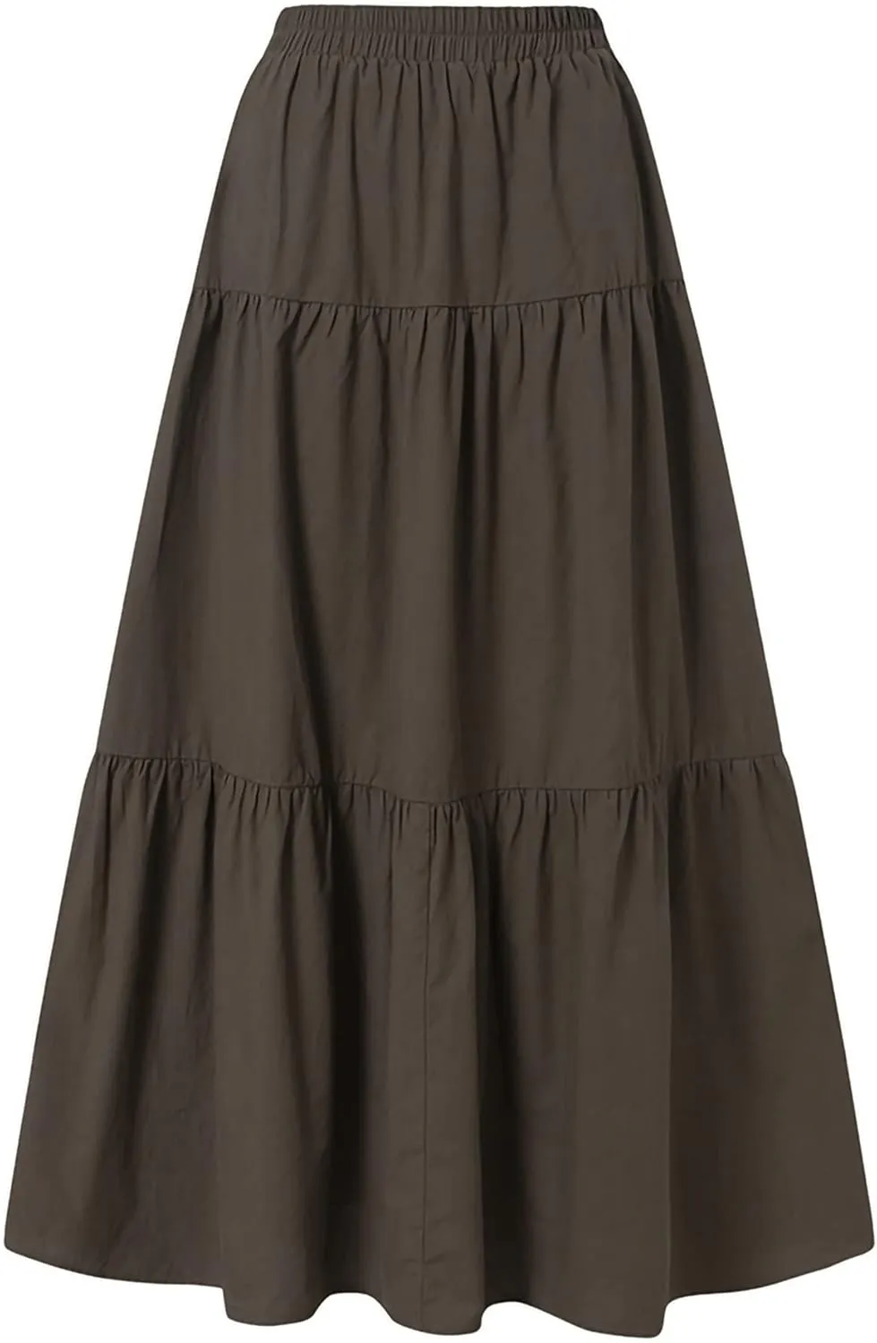 Women Casual Maxi Skirts Elastic High Waisted Flowy Skirts Summer Lightweight Flared Long Skirts Plus Size