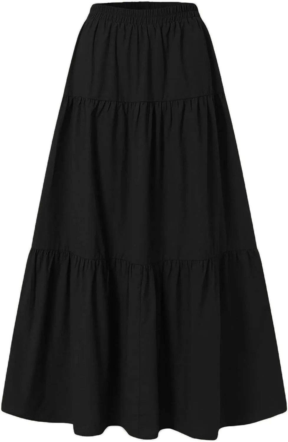 Women Casual Maxi Skirts Elastic High Waisted Flowy Skirts Summer Lightweight Flared Long Skirts Plus Size