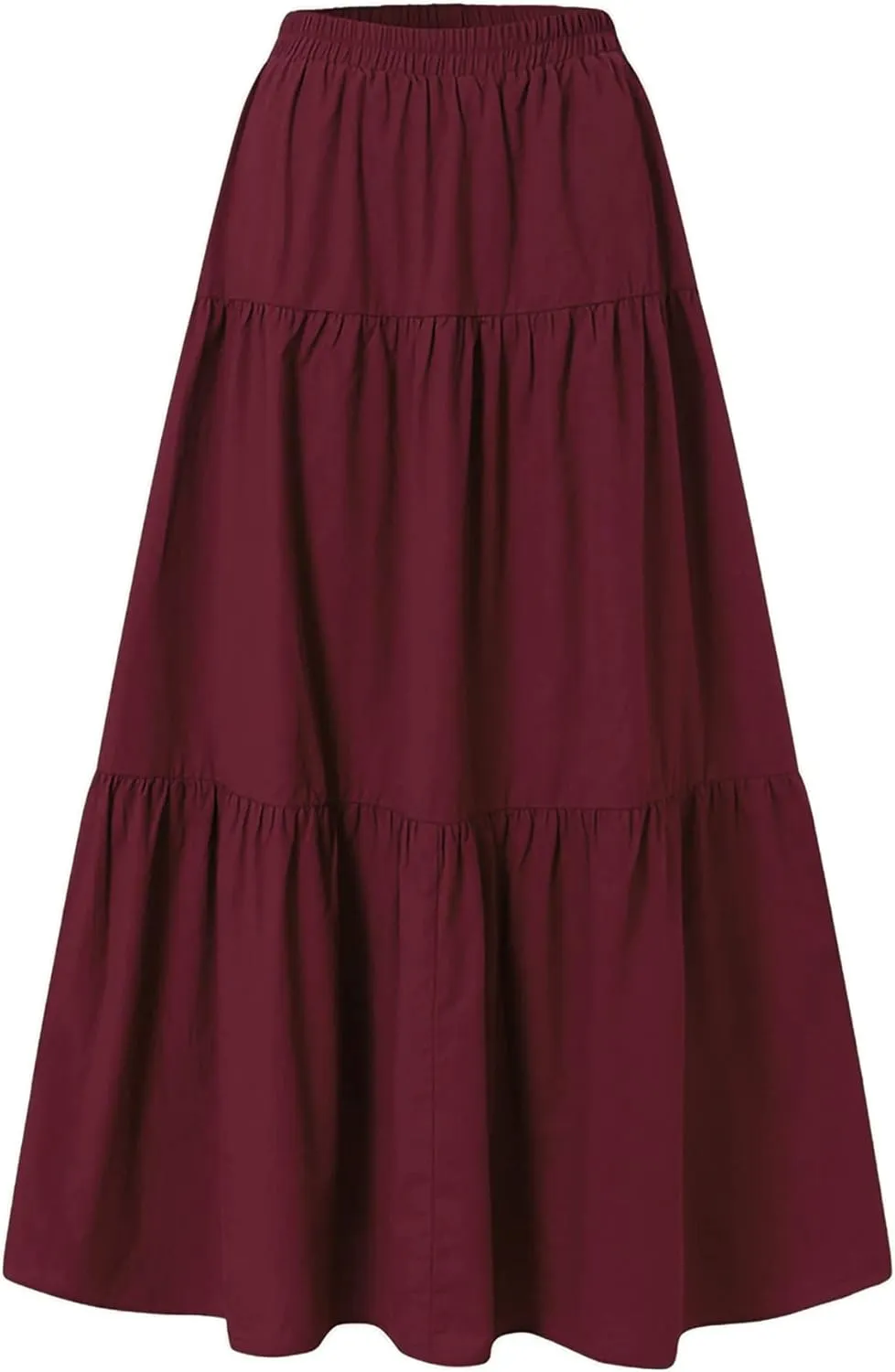 Women Casual Maxi Skirts Elastic High Waisted Flowy Skirts Summer Lightweight Flared Long Skirts Plus Size