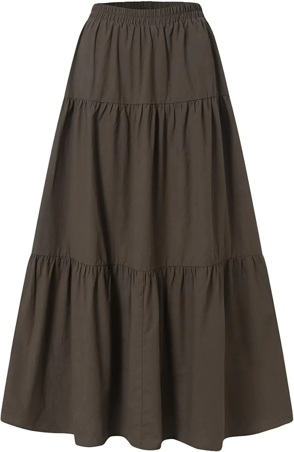 Women Casual Maxi Skirts Elastic High Waisted Flowy Skirts Summer Lightweight Flared Long Skirts Plus Size