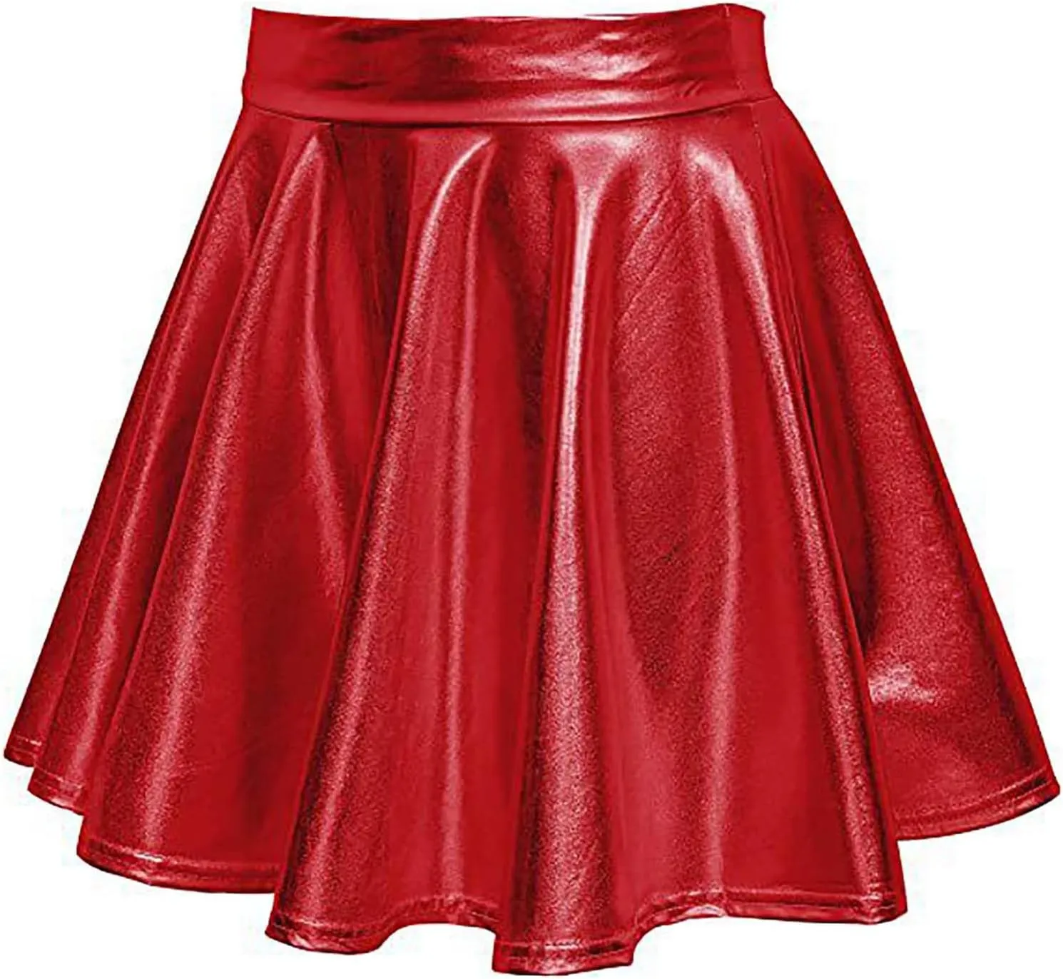 Women Faux Leather Mini Skirts Night Out Disco Short Skirt Sexy Performance Stage Pleated Skirt PU-Leather Skirts