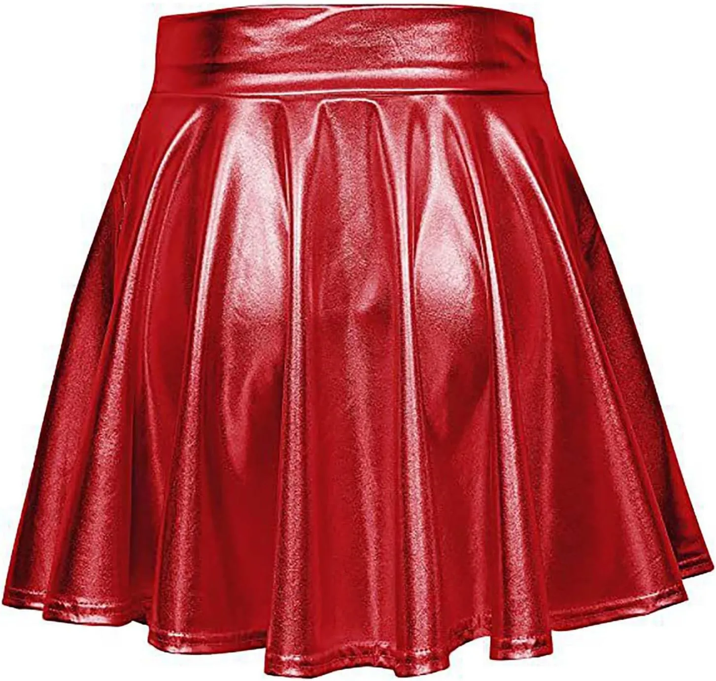 Women Faux Leather Mini Skirts Night Out Disco Short Skirt Sexy Performance Stage Pleated Skirt PU-Leather Skirts