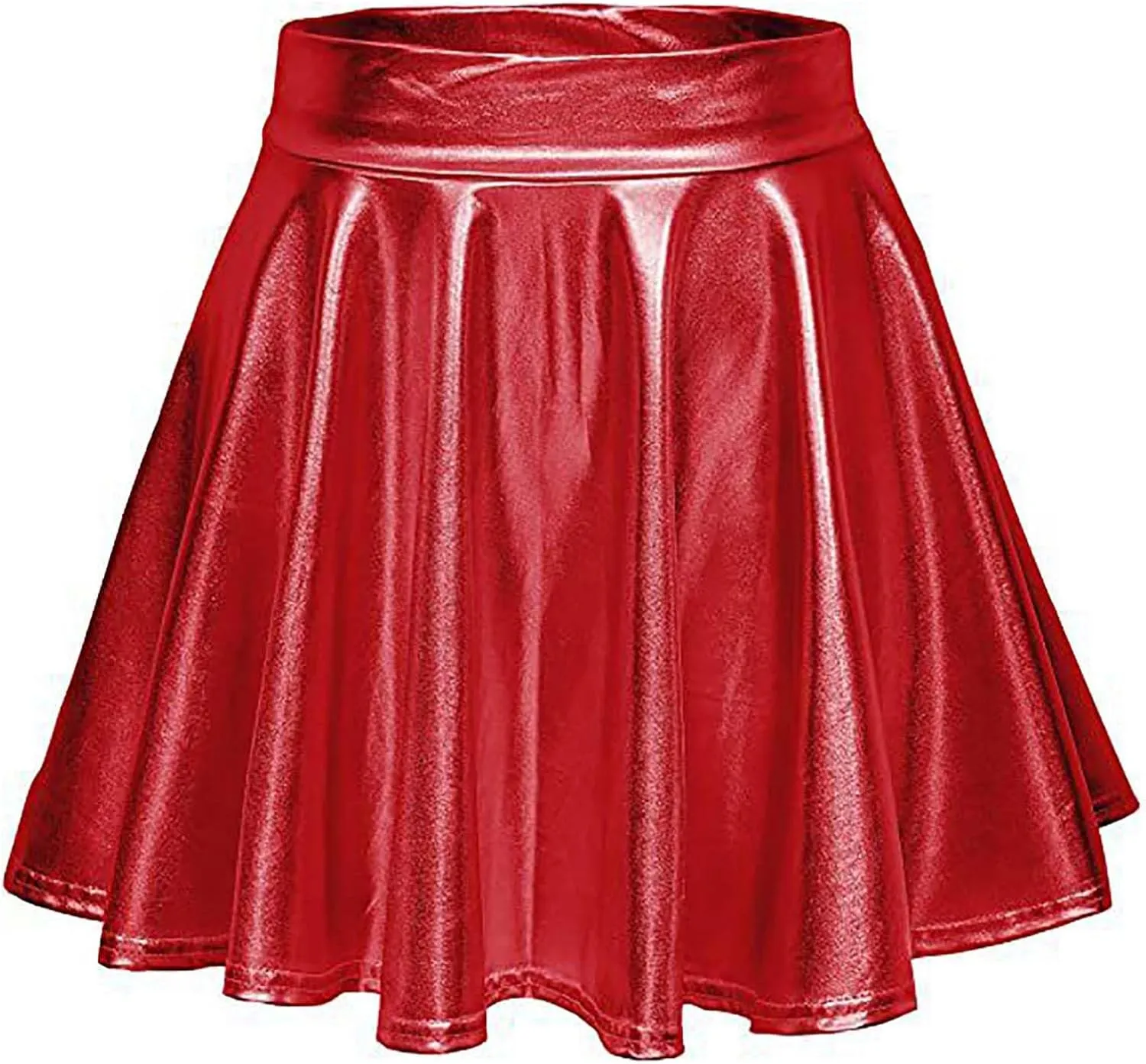 Women Faux Leather Mini Skirts Night Out Disco Short Skirt Sexy Performance Stage Pleated Skirt PU-Leather Skirts