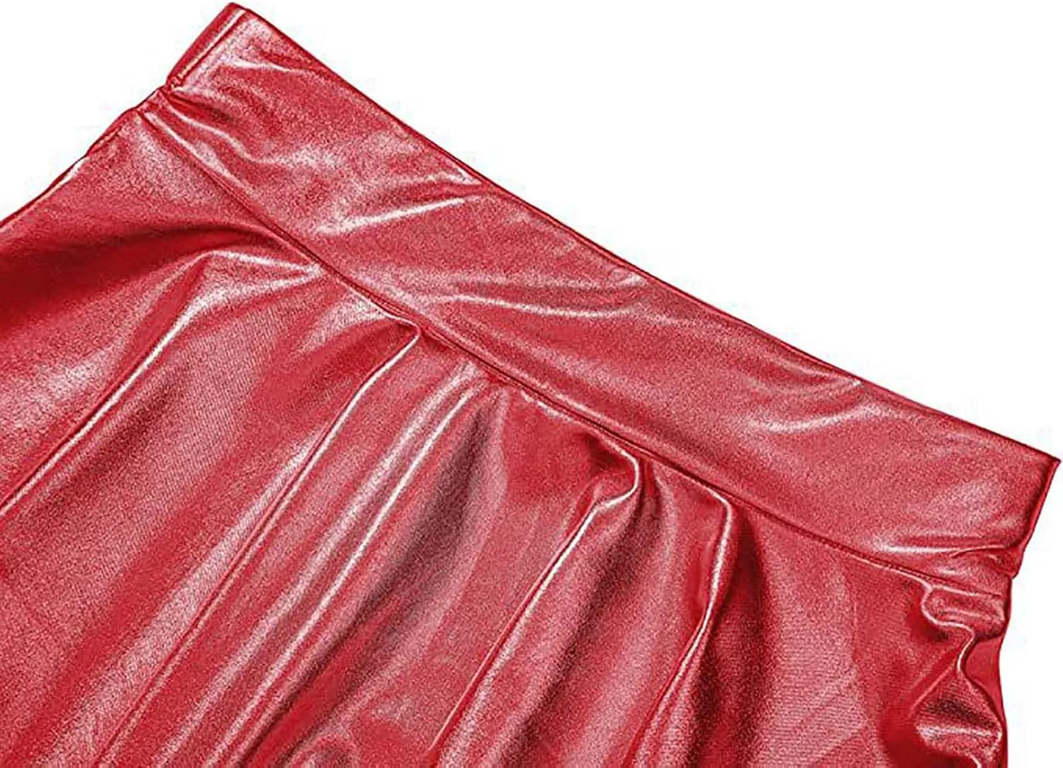Women Faux Leather Mini Skirts Night Out Disco Short Skirt Sexy Performance Stage Pleated Skirt PU-Leather Skirts