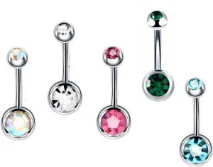 Women Flower Belly Button Rings Multiple Color Cubic Zirconia Belly Rings