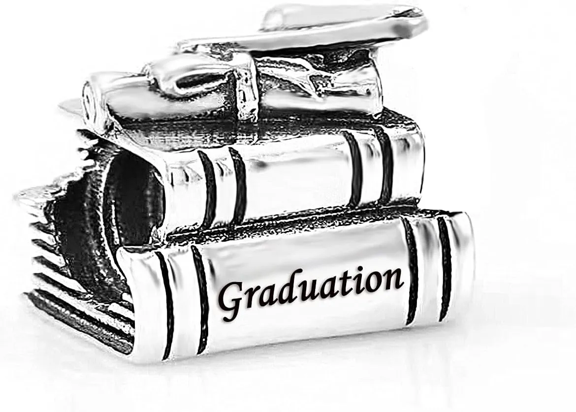 Women Girls Graduation Celebration Charms Compatible with Pandora Bracelets Daughter Granddaughter Students Sister Birthday Christmas