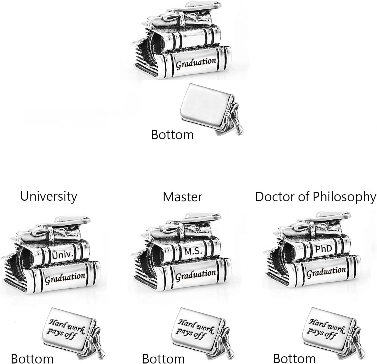 Women Girls Graduation Celebration Charms Compatible with Pandora Bracelets Daughter Granddaughter Students Sister Birthday Christmas