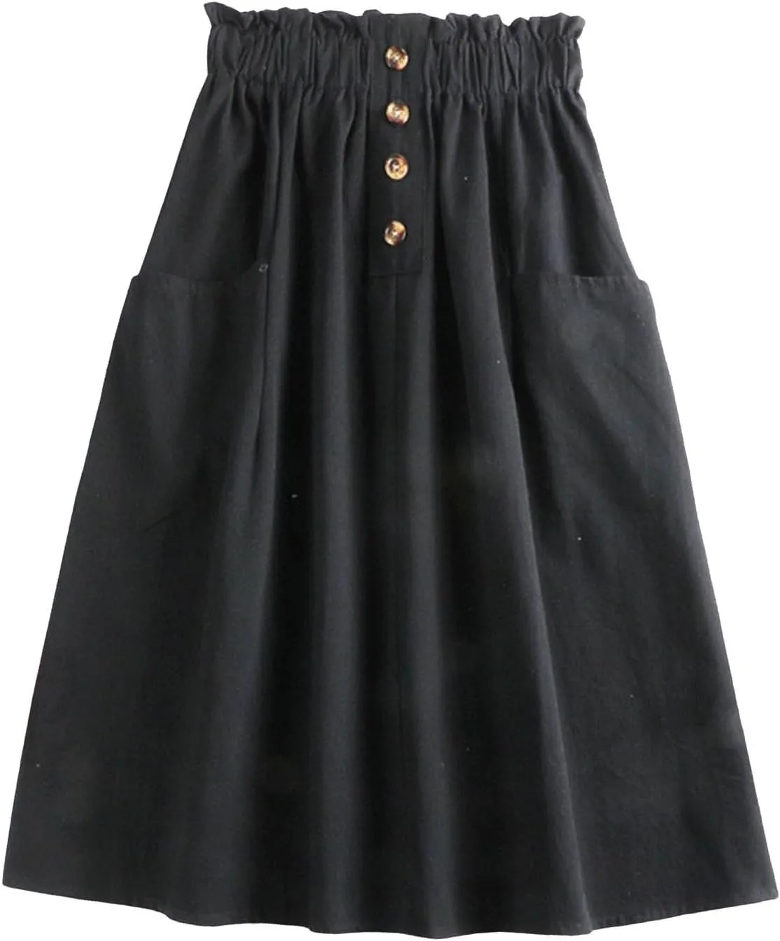 Women Midi Skirt Women's Button Down Denim Skirt High Waisted Casual Loose Jean Midi Skirts with Pockets