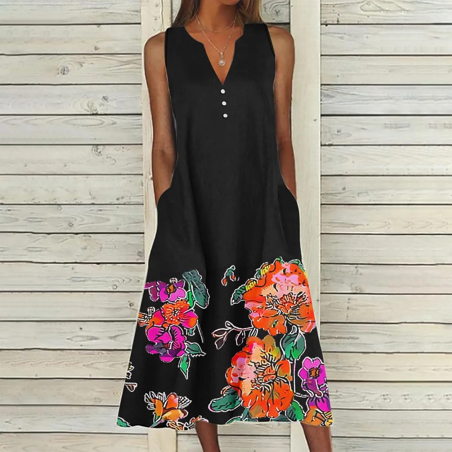 Women Paisley Flowy Dress 2024 Beach Vacation Boho Dresses V Neck Trendy Sundresses Causal Summer Dressy Clothing