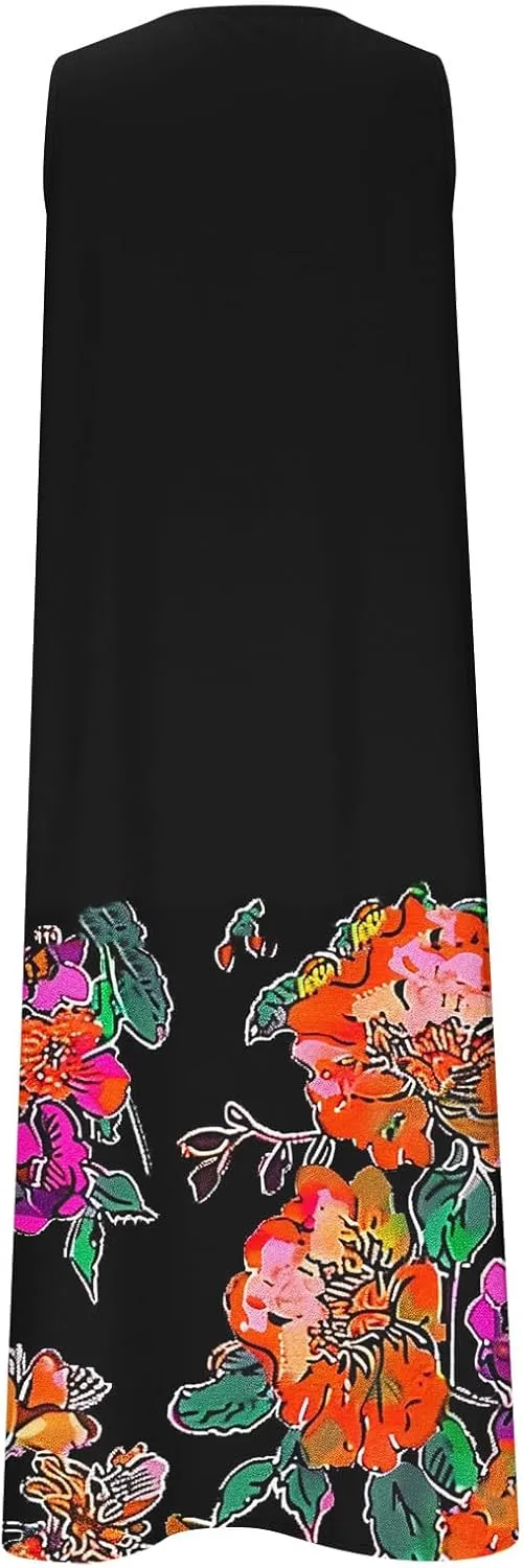 Women Paisley Flowy Dress 2024 Beach Vacation Boho Dresses V Neck Trendy Sundresses Causal Summer Dressy Clothing