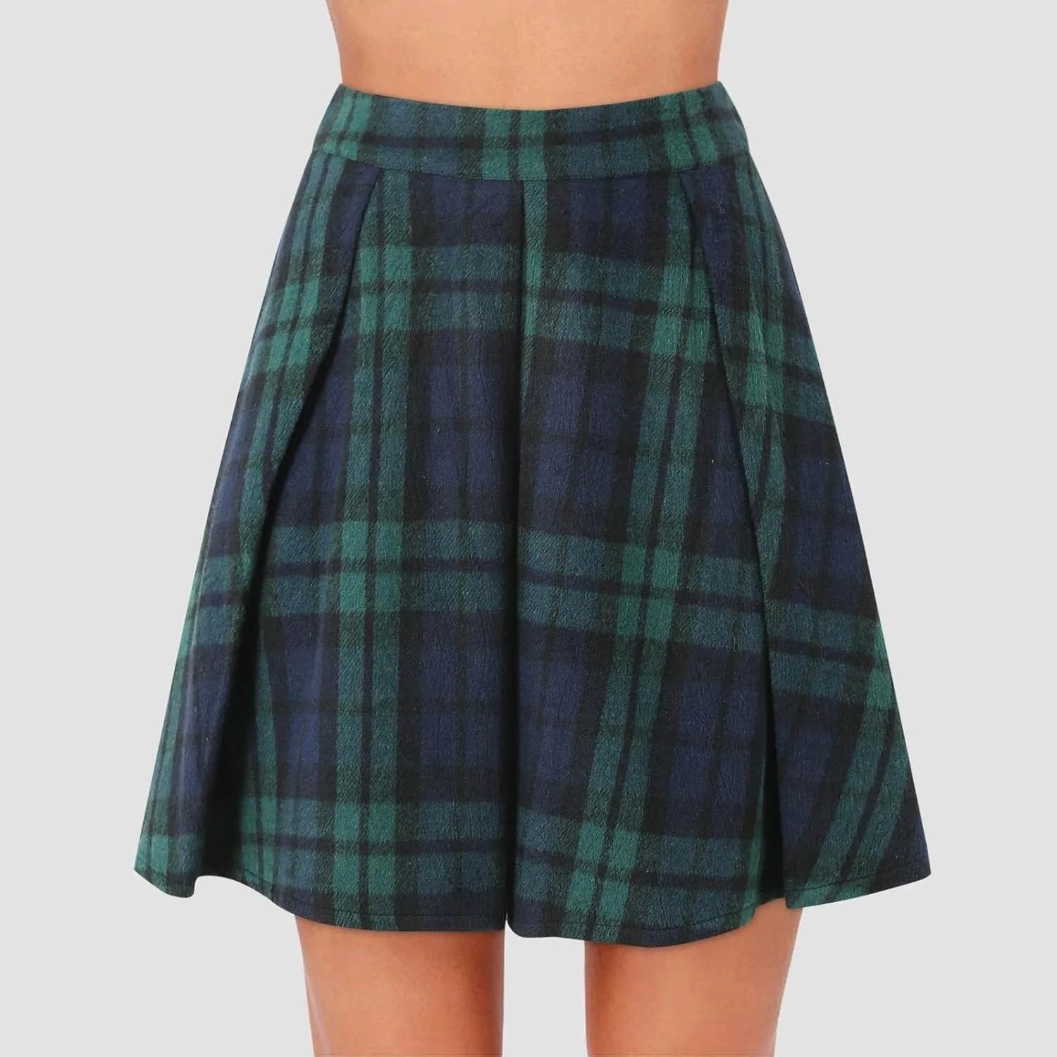 Women Plaid Mini Skirts High Wasited Pleated Skirt Summer A Line Skirts Plus Size Flared Skirt Casual School Uniform