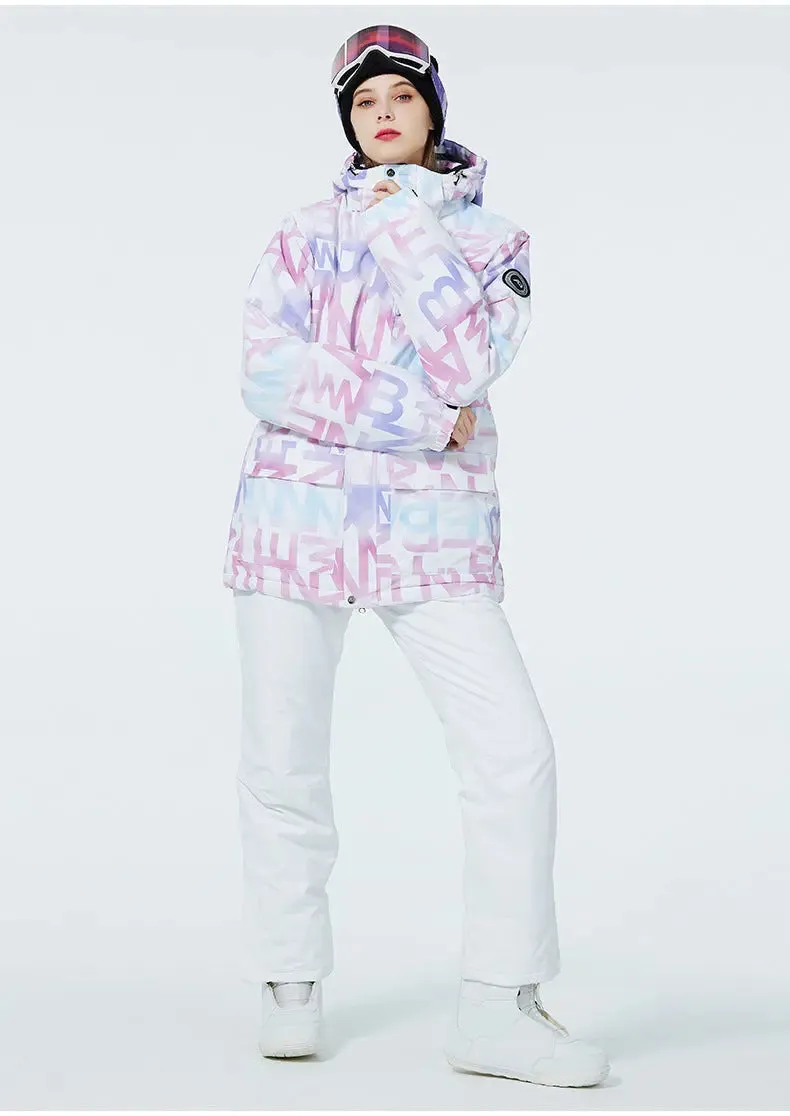 Women Printed Ski Set Insulated jacket & Bibs Pants