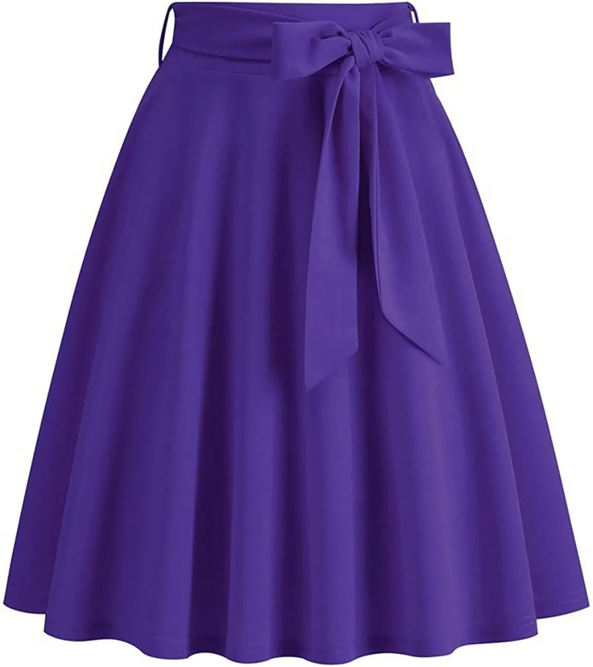 Women Retro Skirt 50s Vintage Hepburn Style High Waist Flared A-Line Skirts Rockabilly Midi Swing Skirt with Pocket