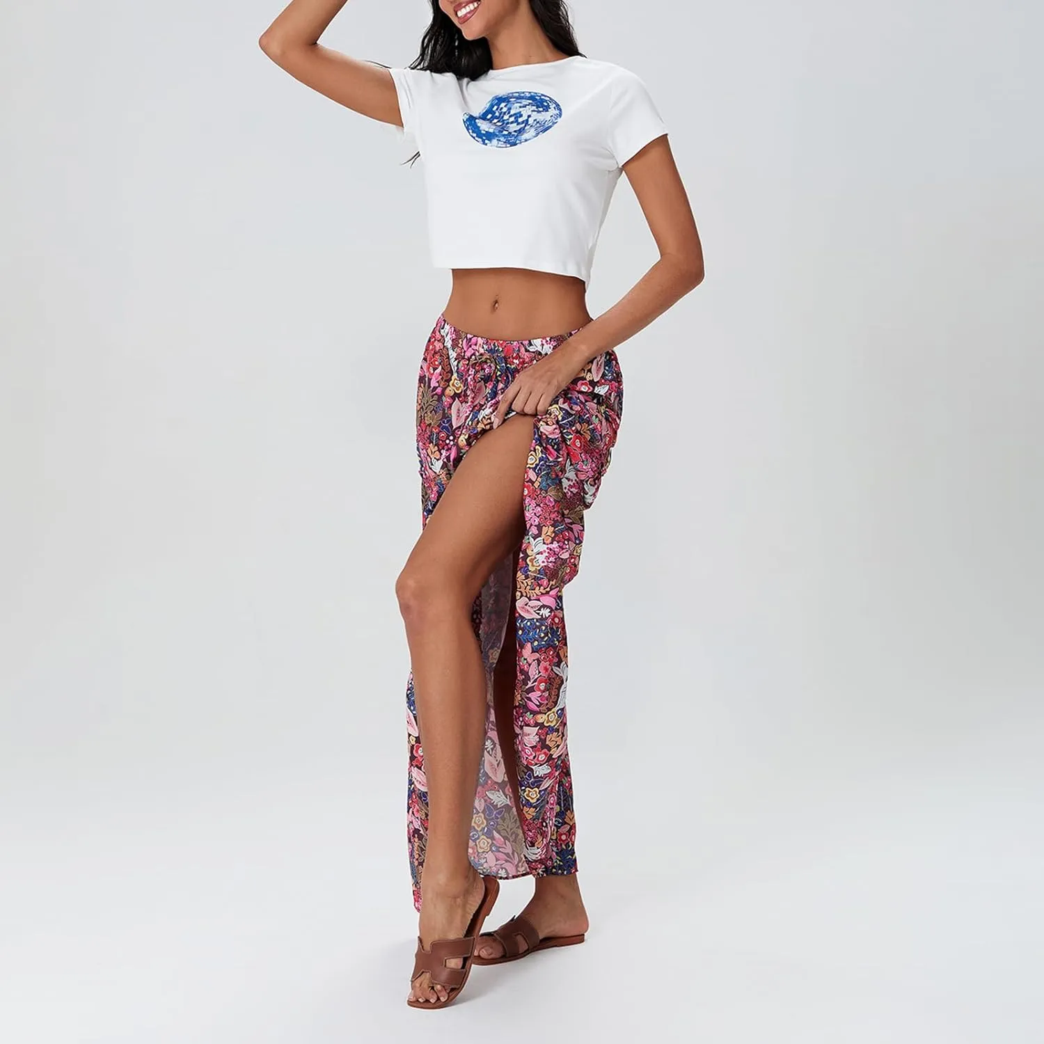 Women Y2k Denim Maxi Skirt Elastic Waist Button Pleated Tiered Flowy Long Swing Skirts Retro Chambray Jean Skirt