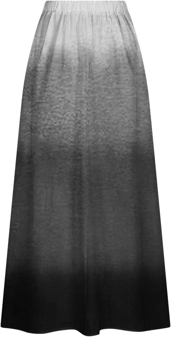 Women's 2024 Summer Printed Long Skirts Trendy Loose Fitted Skirt Pretty High Waist A-Line Maxi Skirt for Ladies