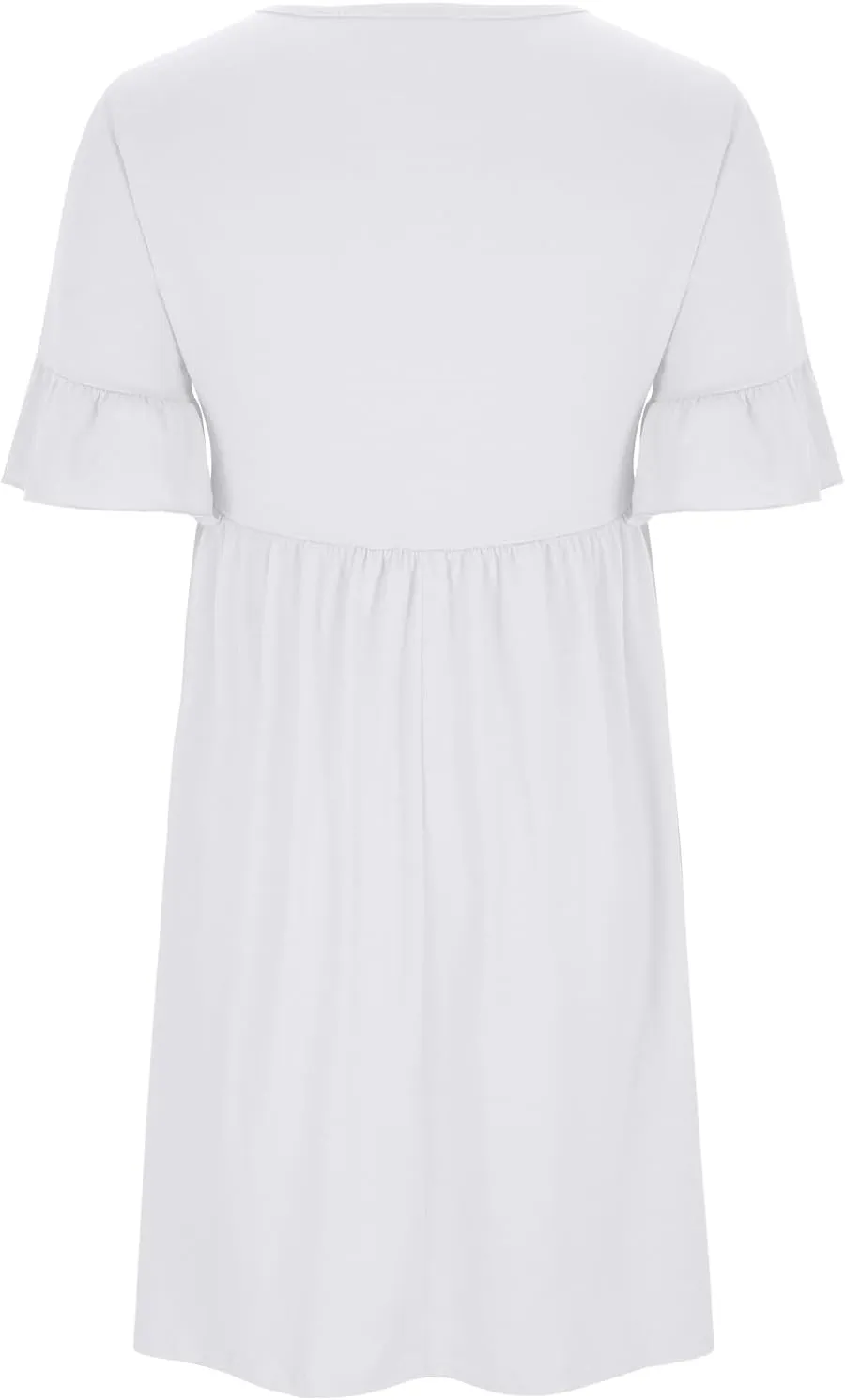 Women's 2025 Summer Dresses Ruffle Short Sleeve Casual T-Shirt Dress Casual Loose Round Neck Swing A Line Sundresses