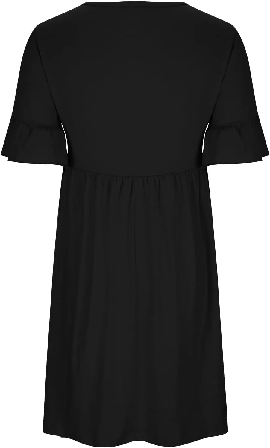 Women's 2025 Summer Dresses Ruffle Short Sleeve Casual T-Shirt Dress Casual Loose Round Neck Swing A Line Sundresses